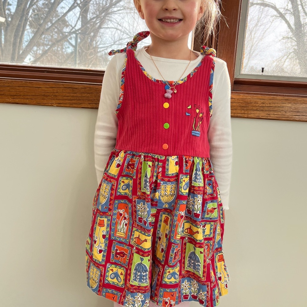 VINTAGE Gymboree RAINBOW tag Floral Red tie tank top with shorts and pockets - Picture 11 of 11